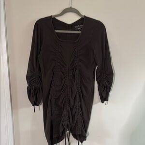 Neon Buddha Ruched Brown tunic Top